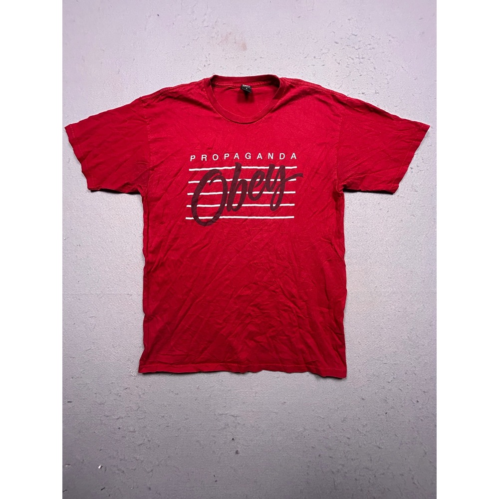 Obey T Shirt Cotton Red Large Mens